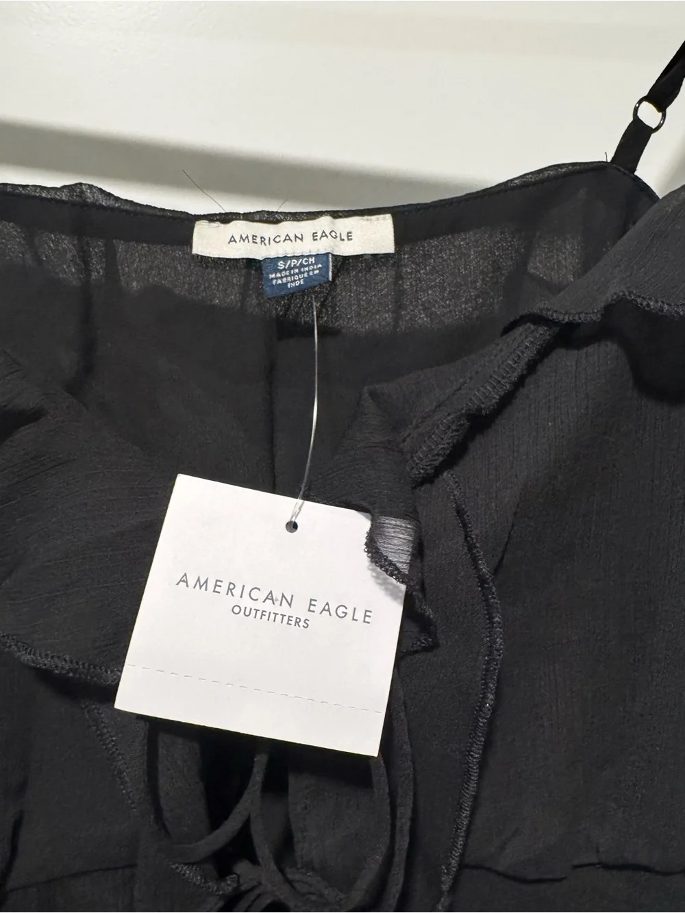 Black Ruffle Tie-Front Top - Picture 3 of 3